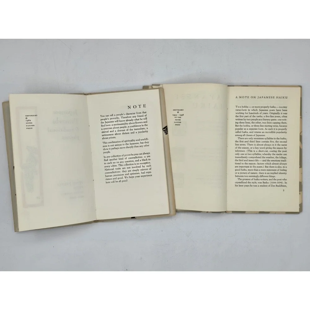 2 Lot VTG Hardcover Japanese 1962 Proverbs + Japanese Haiku 1955/56 Peter Pauper